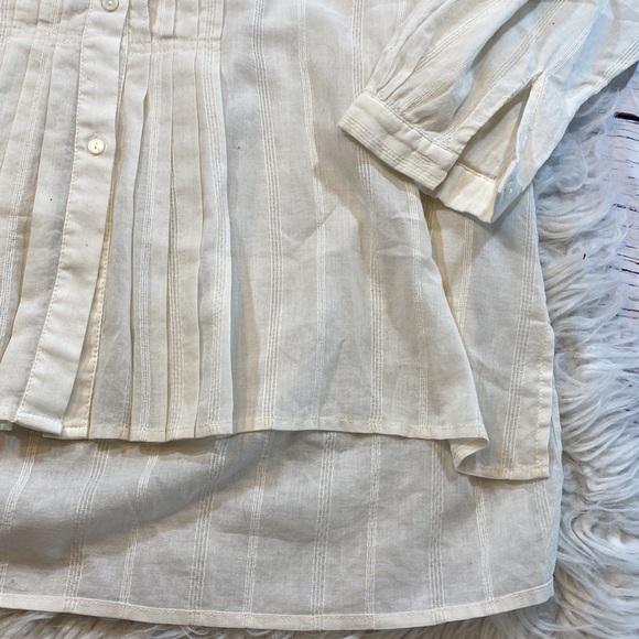 Nili Lotan Sheer Pleated Front Button Down Blouse sz S - Picture 5 of 10